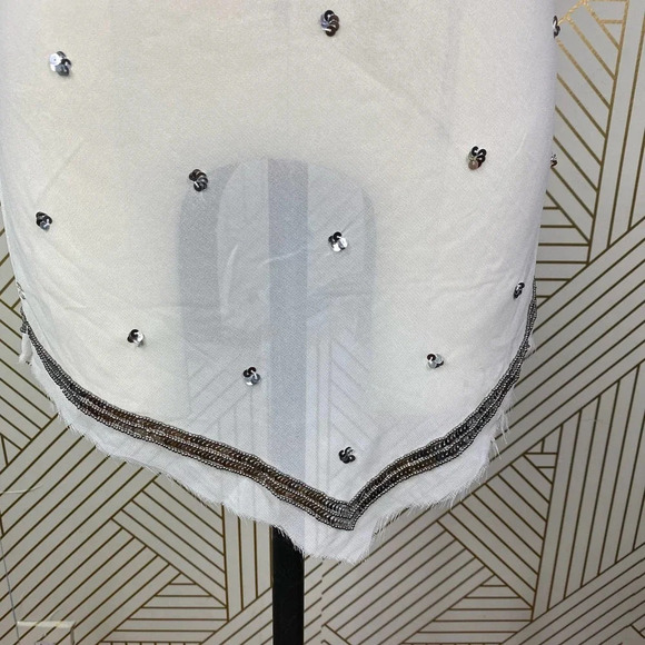 RAGA White Sheer Silver‎ Sequin Beaded Dress - Picture 4 of 12